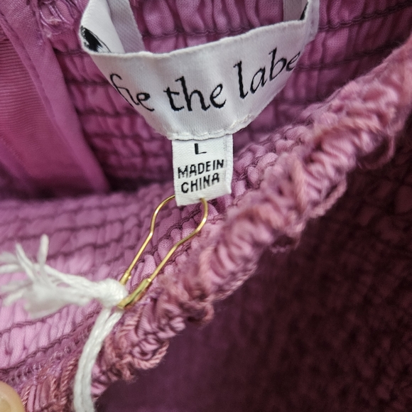 NWT Puff Sleeve Pink Smocked Coquette Dress Size L Cottagecore Wedding Party - Picture 9 of 9